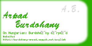 arpad burdohany business card